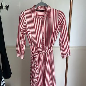 Zara Red Striped Dress Size Small